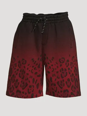 Cotton Drawstring Shorts Leopard Print