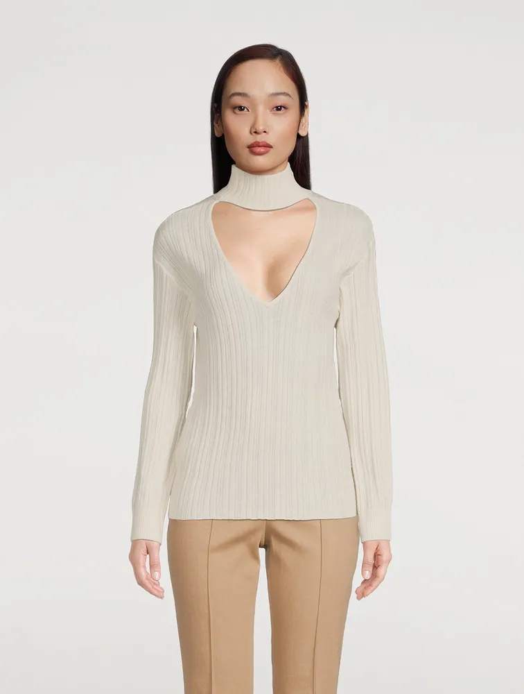 Open-Back Wool And Cashmere Turtleneck