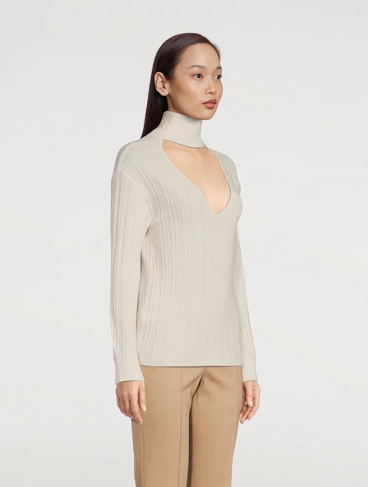 Open-Back Wool And Cashmere Turtleneck