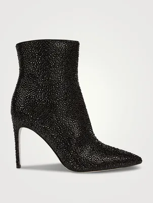 Virginie Crystal Leather Stiletto Ankle Boots