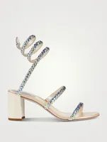 Shilin Crystal Satin Block-Heel Sandals