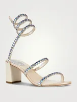 Shilin Crystal Satin Block-Heel Sandals