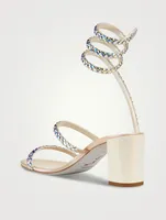 Shilin Crystal Satin Block-Heel Sandals