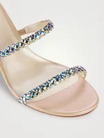 Shilin Crystal Satin Block-Heel Sandals