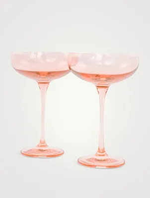 Coloured Glass Champagne Coupes - Set of 2