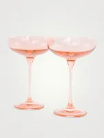 Coloured Glass Champagne Coupes - Set of 2