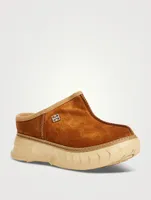 Winter Mallow Suede And Faux Fur Mules