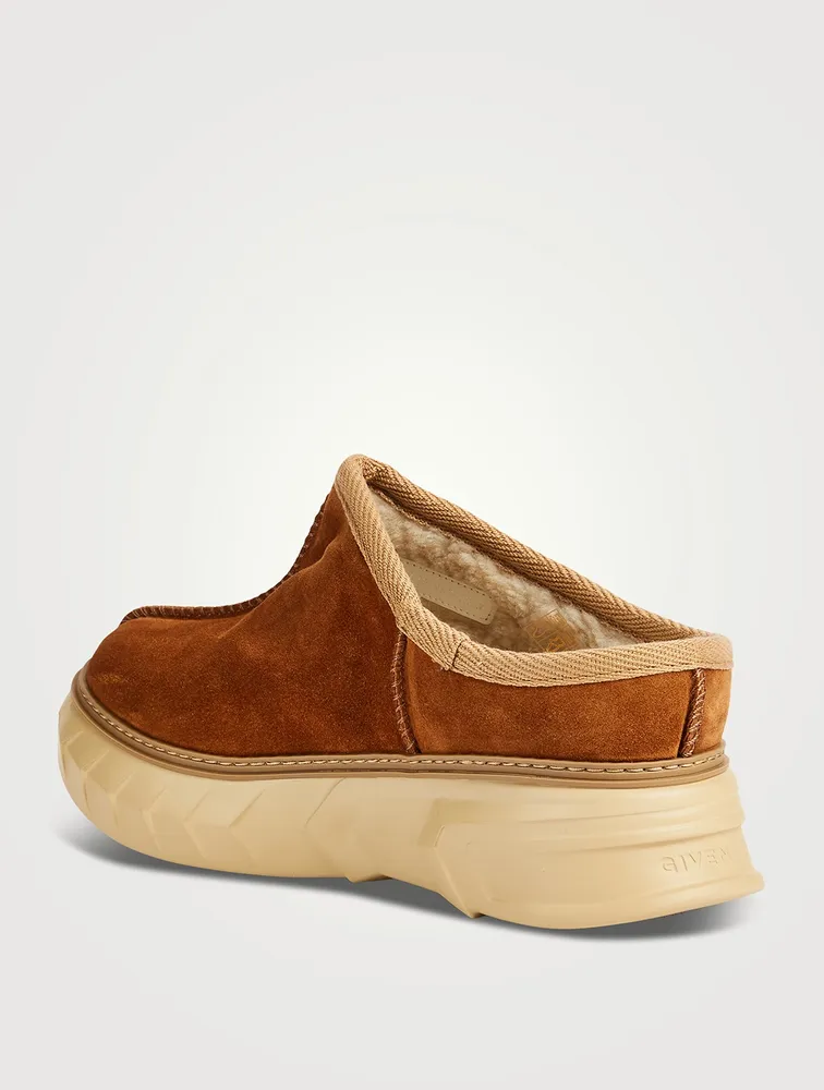 Winter Mallow Suede And Faux Fur Mules