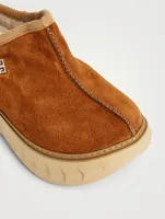 Winter Mallow Suede And Faux Fur Mules