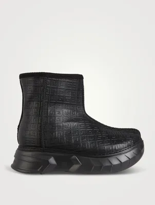 Winter Mallow Embossed Leather Ankle Boots