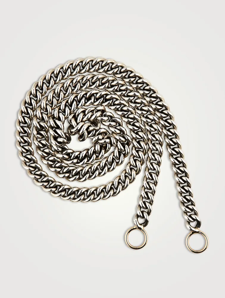 Inch Sterling Silver Heavy Curb Chain With Gold Loops