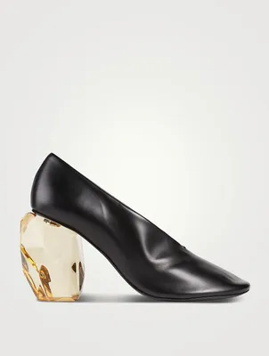 Perspex Heel Leather Pumps