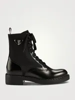 Leather And Nylon Combat Boots