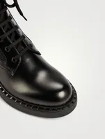Leather And Nylon Combat Boots