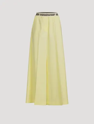 Wide-Leg Trousers With Logo Waistband