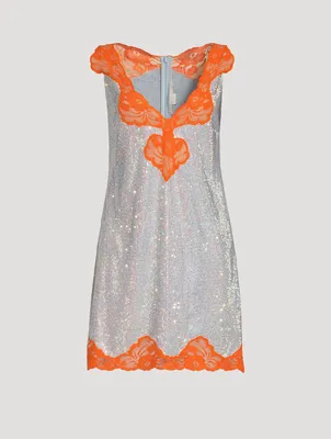 Embellished Silk Mini Dress