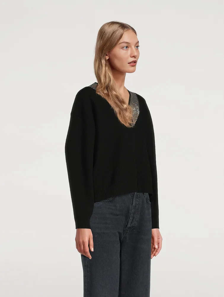 Crystal Mesh Wool Sweater