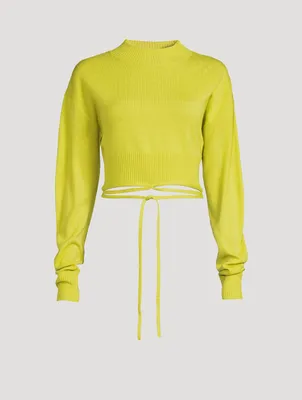 Wool And Cashmere Crop Tie Sweater