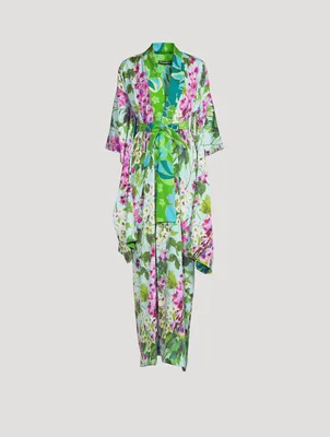 Silk Charmeuse Caftan Bluebell Print