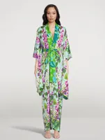 Silk Charmeuse Caftan Bluebell Print