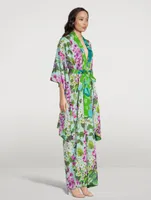 Silk Charmeuse Caftan Bluebell Print