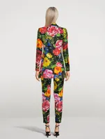 Turlington Mikado Stretch-Silk Blazer Bouquet Print
