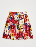 Poplin Mini Skirt Garden Print