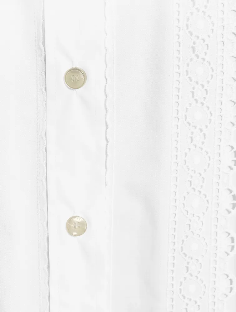 Poplin Shirt With Broderie Anglaise