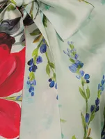 Habotai Silk Shirt Pictoral Garden Print