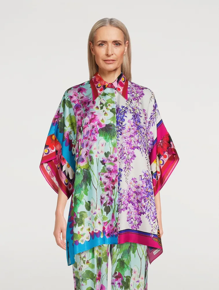 Silk Shirt Mixed Floral Print