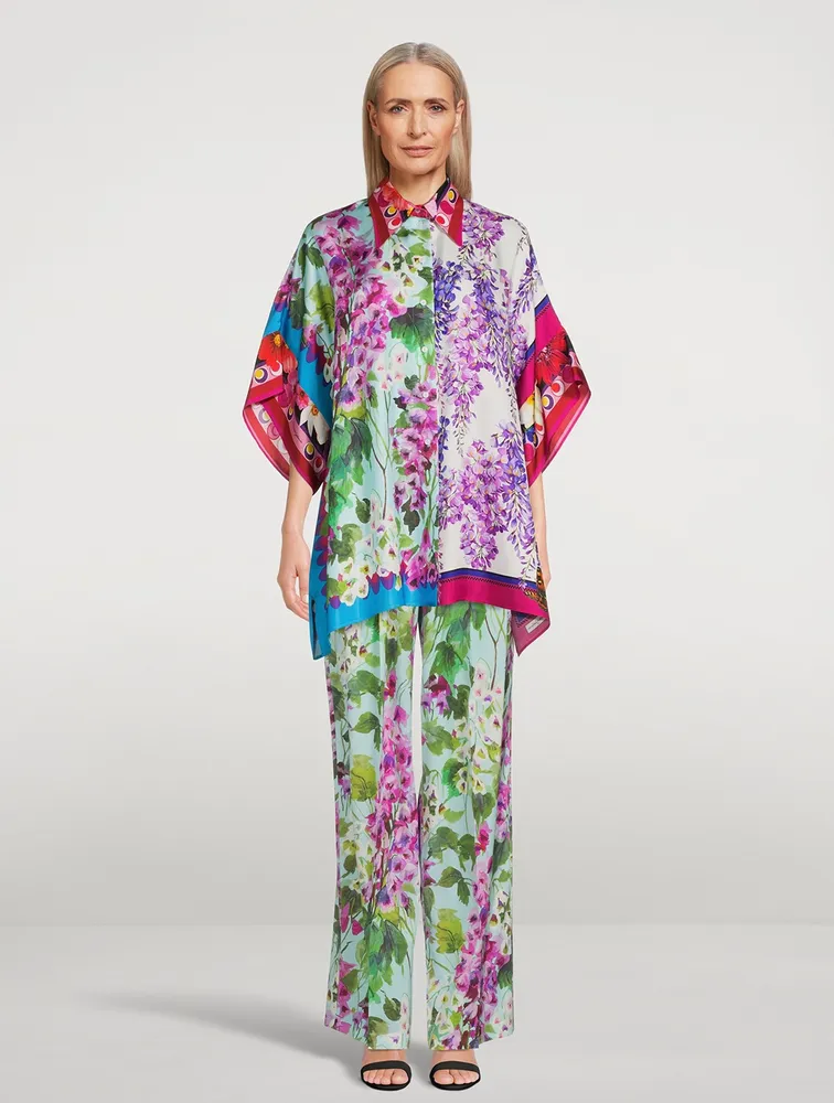 Silk Shirt Mixed Floral Print