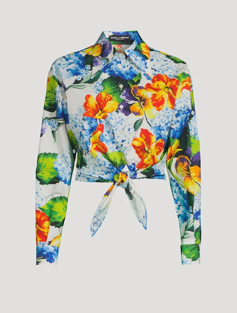 Poplin Shirt Hydrangea Print