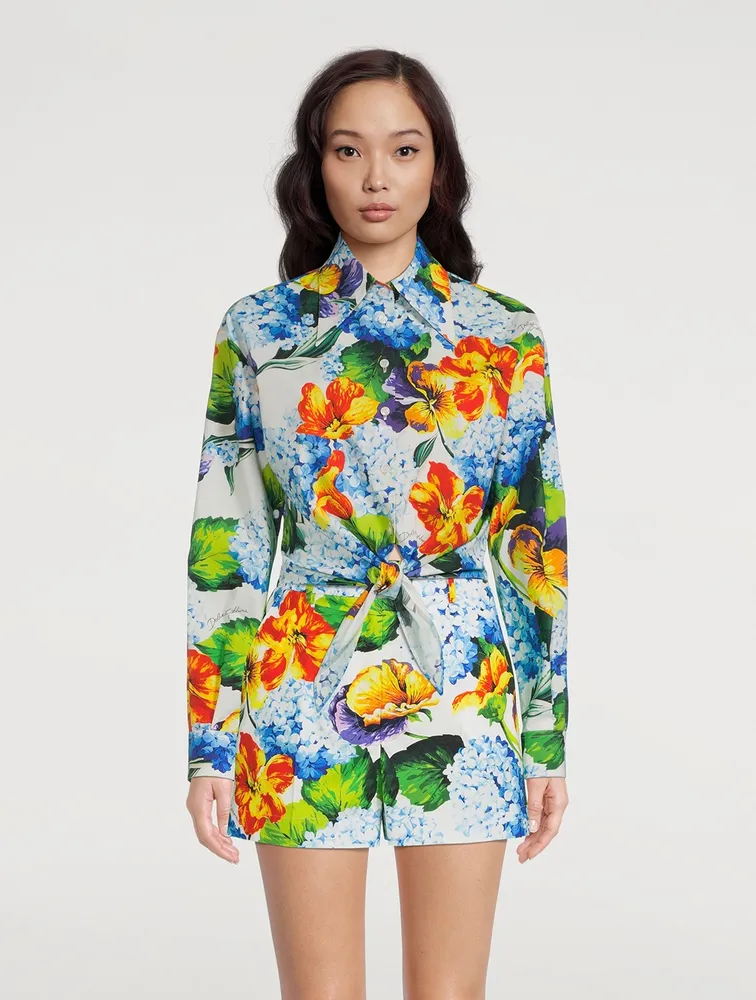 Poplin Shirt Hydrangea Print