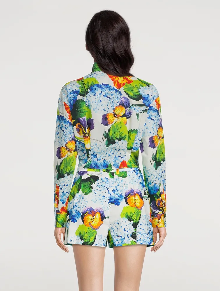Poplin Shirt Hydrangea Print