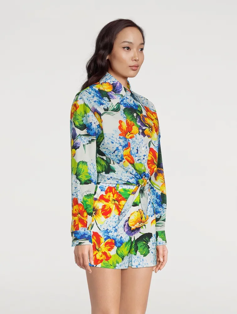 Poplin Shirt Hydrangea Print