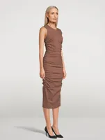 Draped Jersey Sleeveless Midi Dress