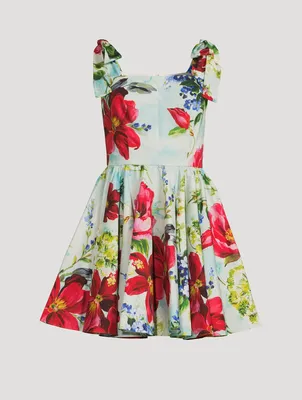 Poplin Mini Dress Pictoral Garden Print