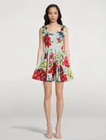 Poplin Mini Dress Pictoral Garden Print