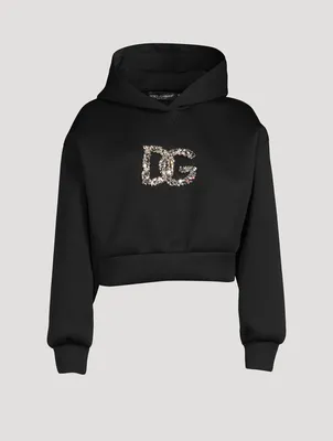 Crystal Logo Cropped Neoprene Hoodie