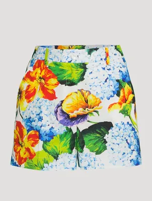 Poplin Shorts Hydrangea Print