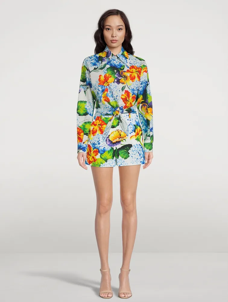 Poplin Shorts Hydrangea Print