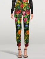 Mikado Silk Trousers Bouquet Print