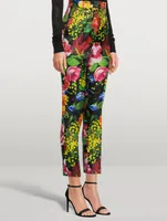 Mikado Silk Trousers Bouquet Print