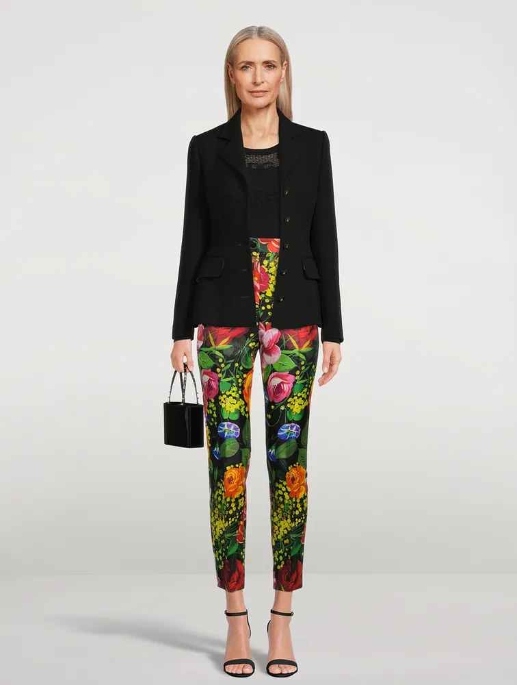 Mikado Silk Trousers Bouquet Print