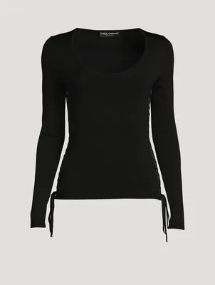 Scoopneck Sweater With Corset Detail