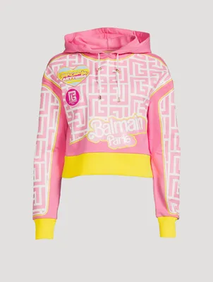 Balmain x Barbie Cropped Hoodie Monogram Print