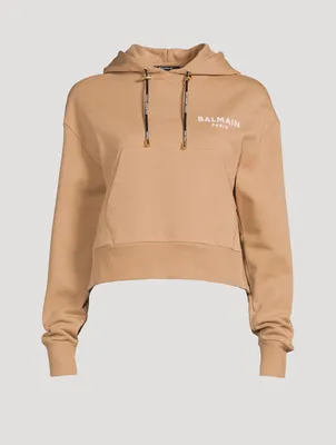 Cropped Cotton Logo Hoodie