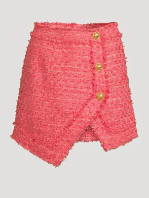 Asymmetric Tweed Mini Skirt