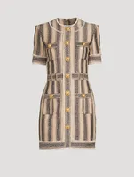 Raffia Cotton Mini Dress Stripe Print
