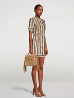 Raffia Cotton Mini Dress Stripe Print